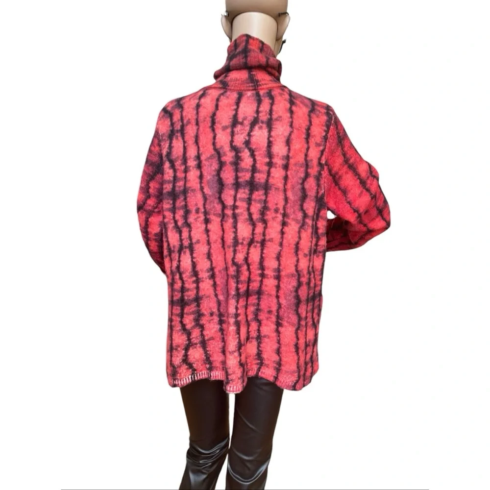 Zara Red and Black Tie Dye High Neck Sweater, NWT, L - Picture 6 of 16